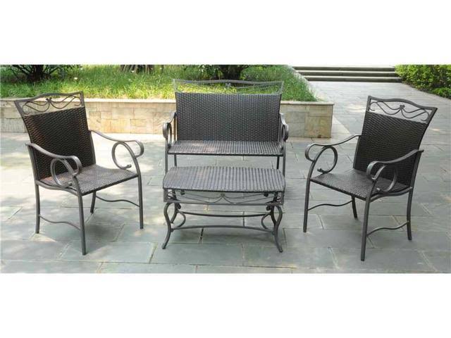 Set of 4 Resin Wicker Steel Settee Y2462