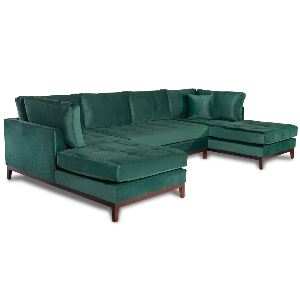 Green Velvet U Shape Sectional Couch P1534