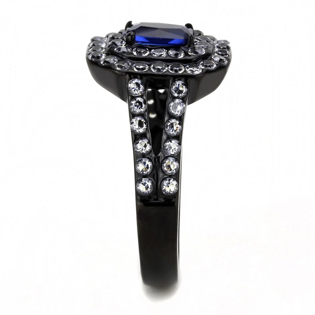 Stainless Steel Engagement Ring with Synthetic Glass Stone H531790