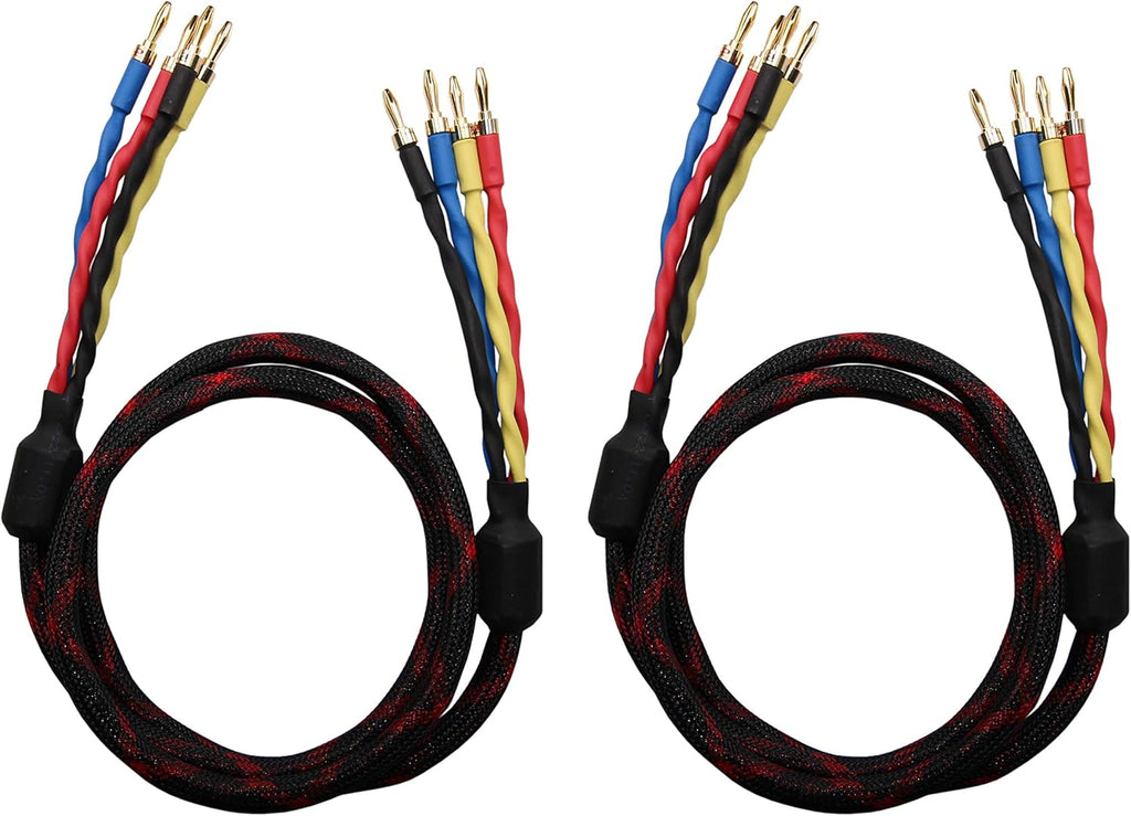 Speaker Cable 1pair Set (Total 16 Banana Plugs) 2.5M (8.2ft) Pack of 2 D729168