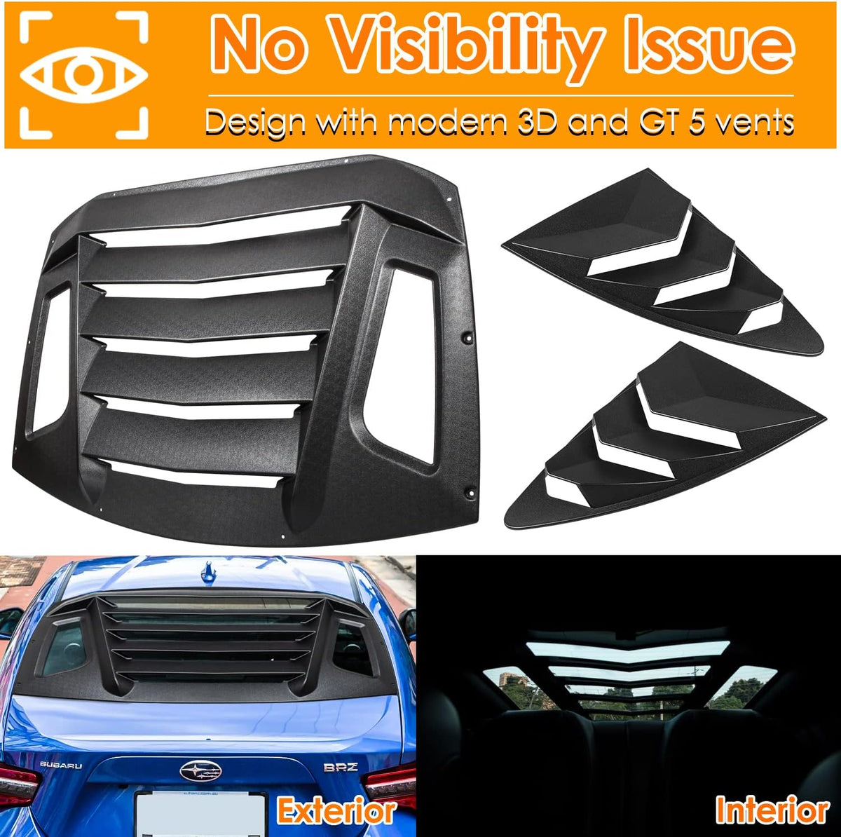 Side & Rear Window Louver ABS Matte Black J5294