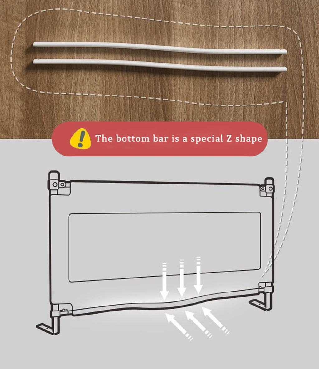 Extra Tall Vertical Lifting Bed Guardrail, Double Lock, Fits Queen Size Bed, Pack of 2 Q595776