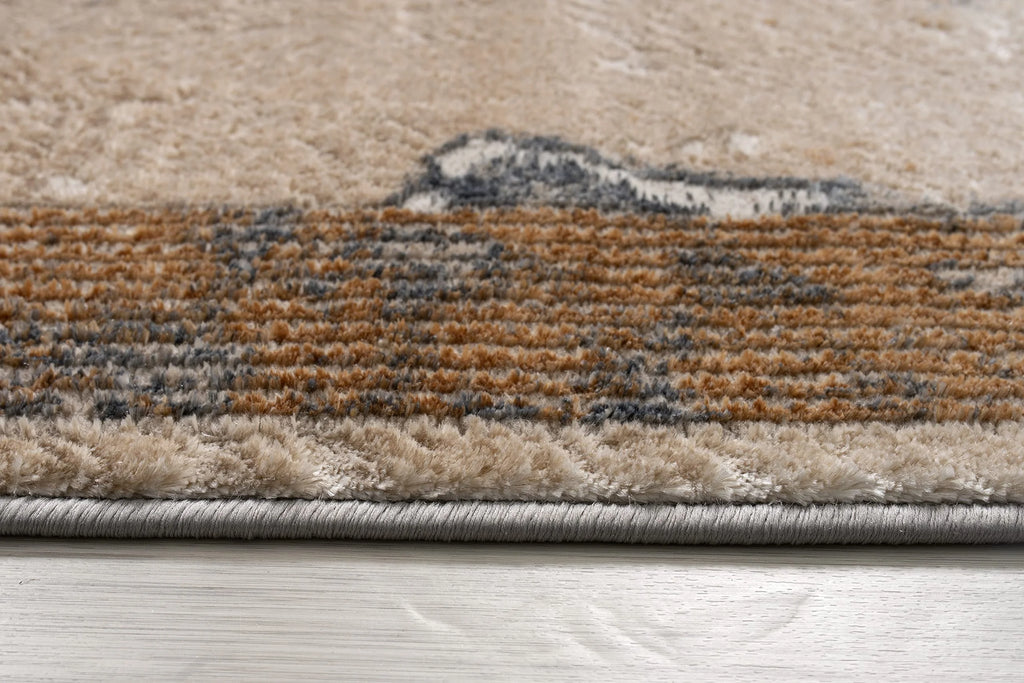 Silver Beige Grey Marble Pattern Area Rug 5x8 H441026