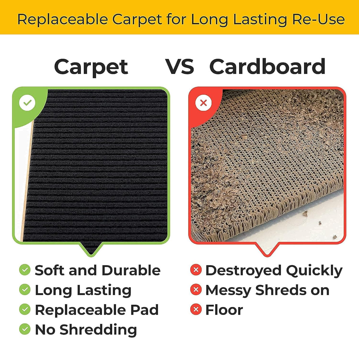 2-in-1 Cat Ramp & Cat Scratcher with Replaceable Carpet & Adjustable Height W473465