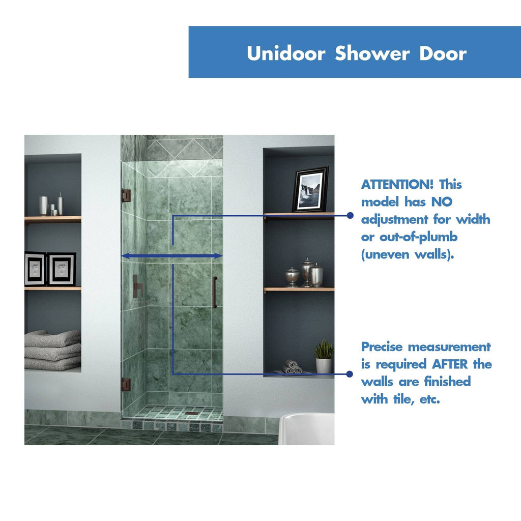 Satin Black Frameless Hinged Shower Door G59385