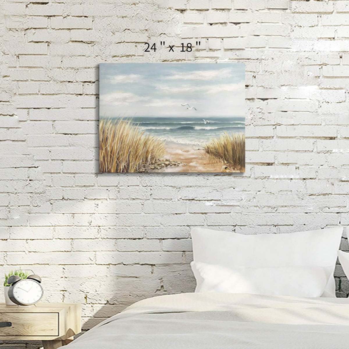 Abstract Beach Painting Wall Art Seashore Artwork Hand Painted Coastal Picture on Canvas B217974