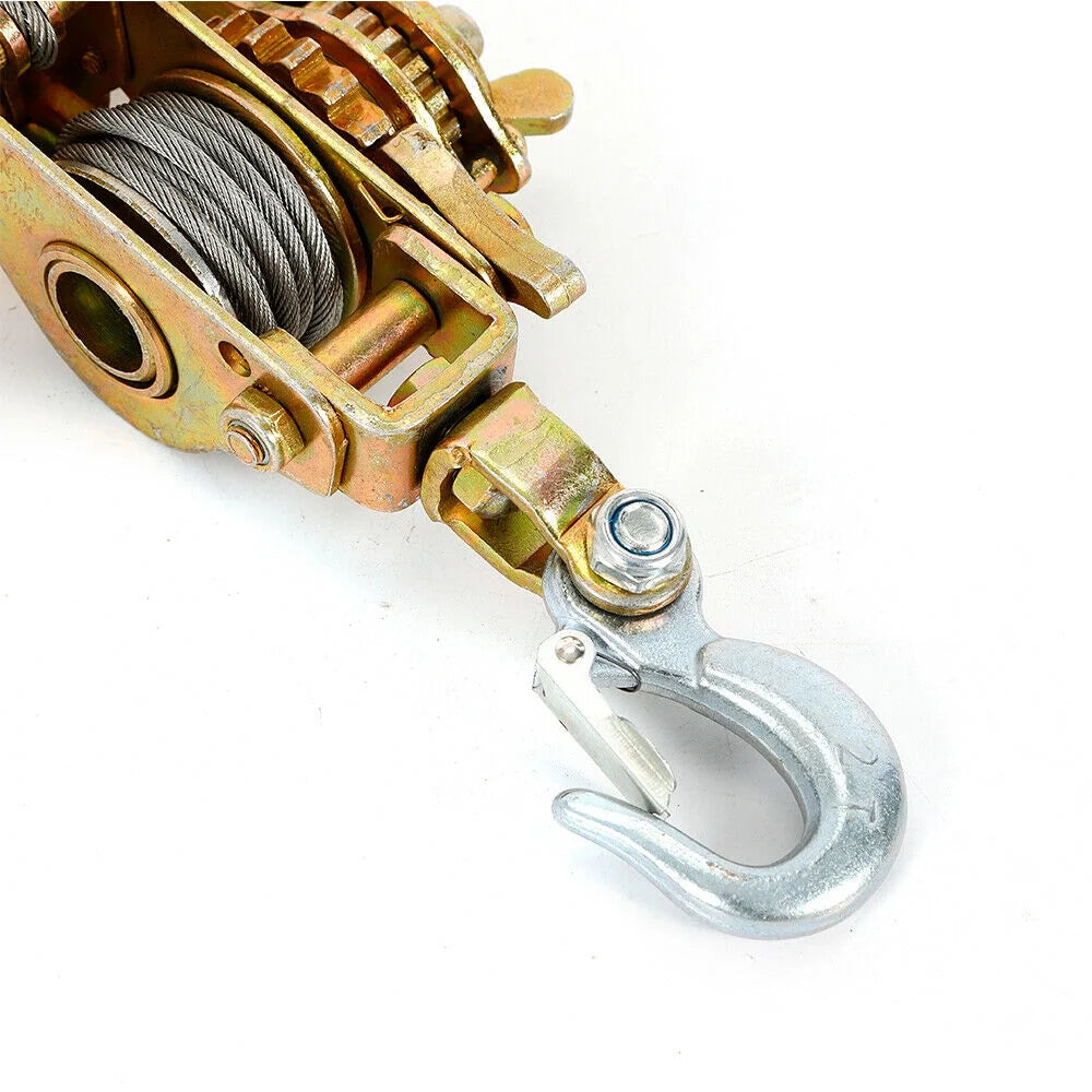 Cable Hoist Come Along Heavy Duty Hand Power Cable Puller 2 Ton Double Hooks S418