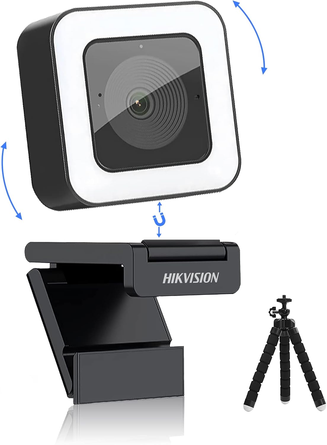 1080P 60fps HD Webcam with Light Microphone, 2 Built-in Noise Reduction Mics, Autofocus, Type C USB2.0, with Tripod I55872