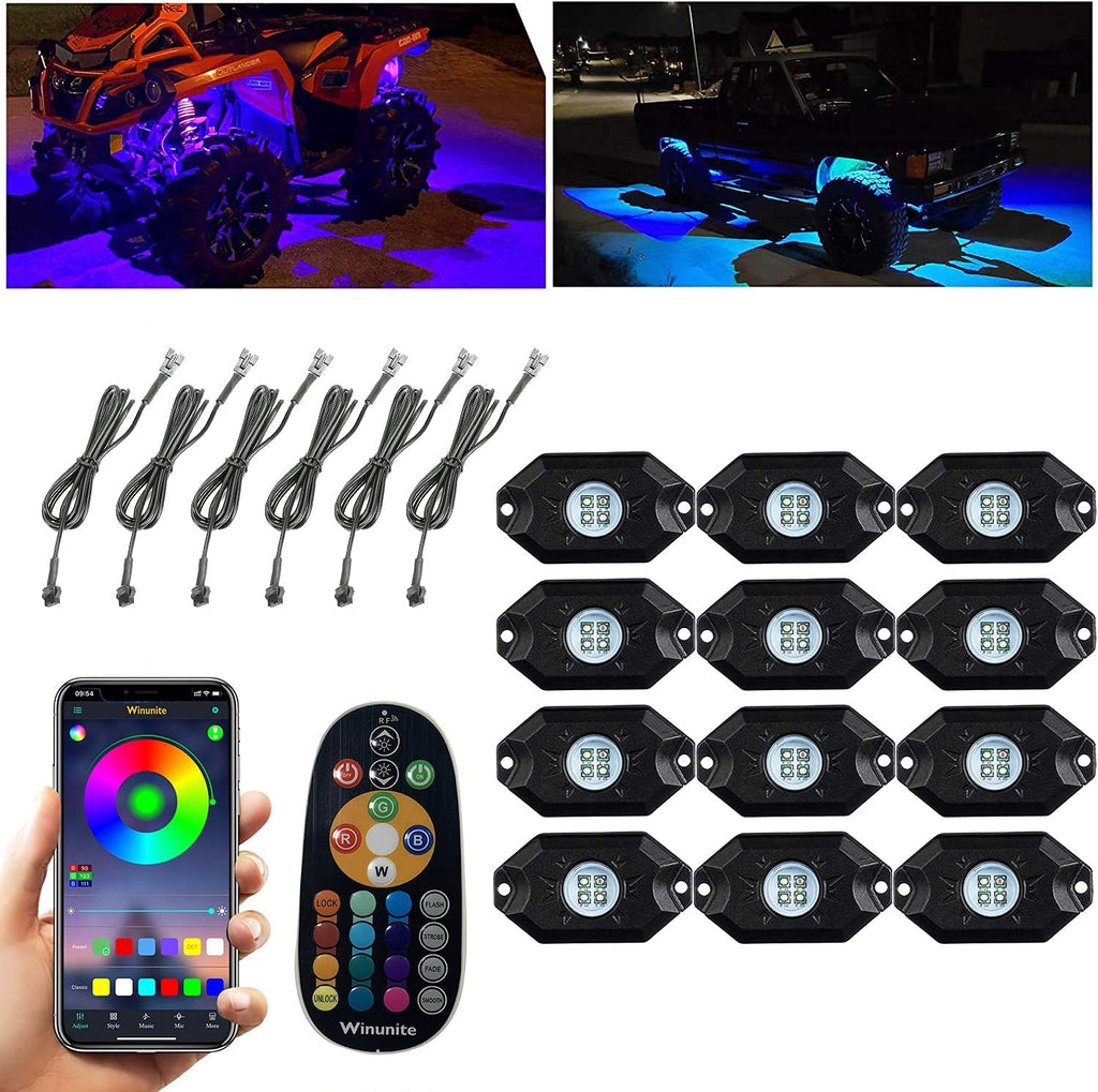 12 Pods RGBW LED Rock Lights with Remote Control Q42967