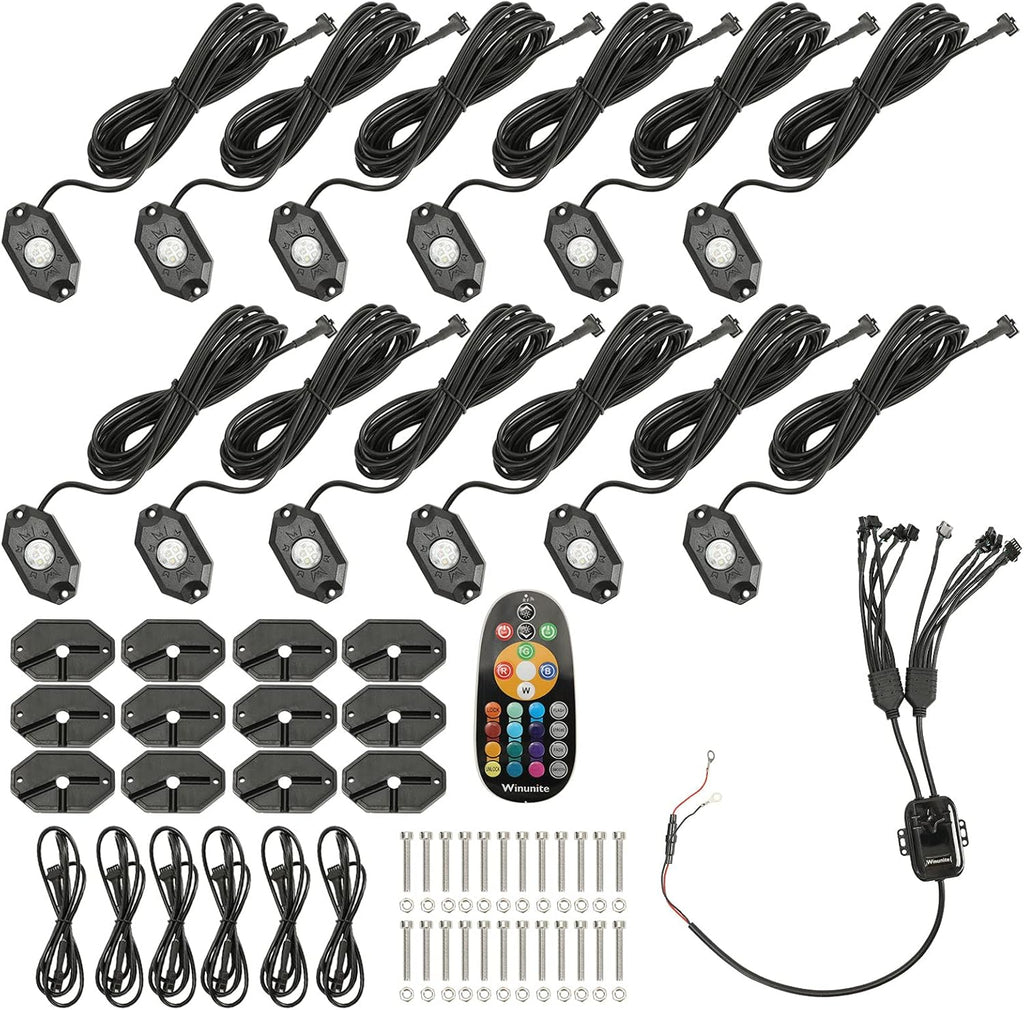 12 Pods RGBW LED Rock Lights with Remote Control Q42967