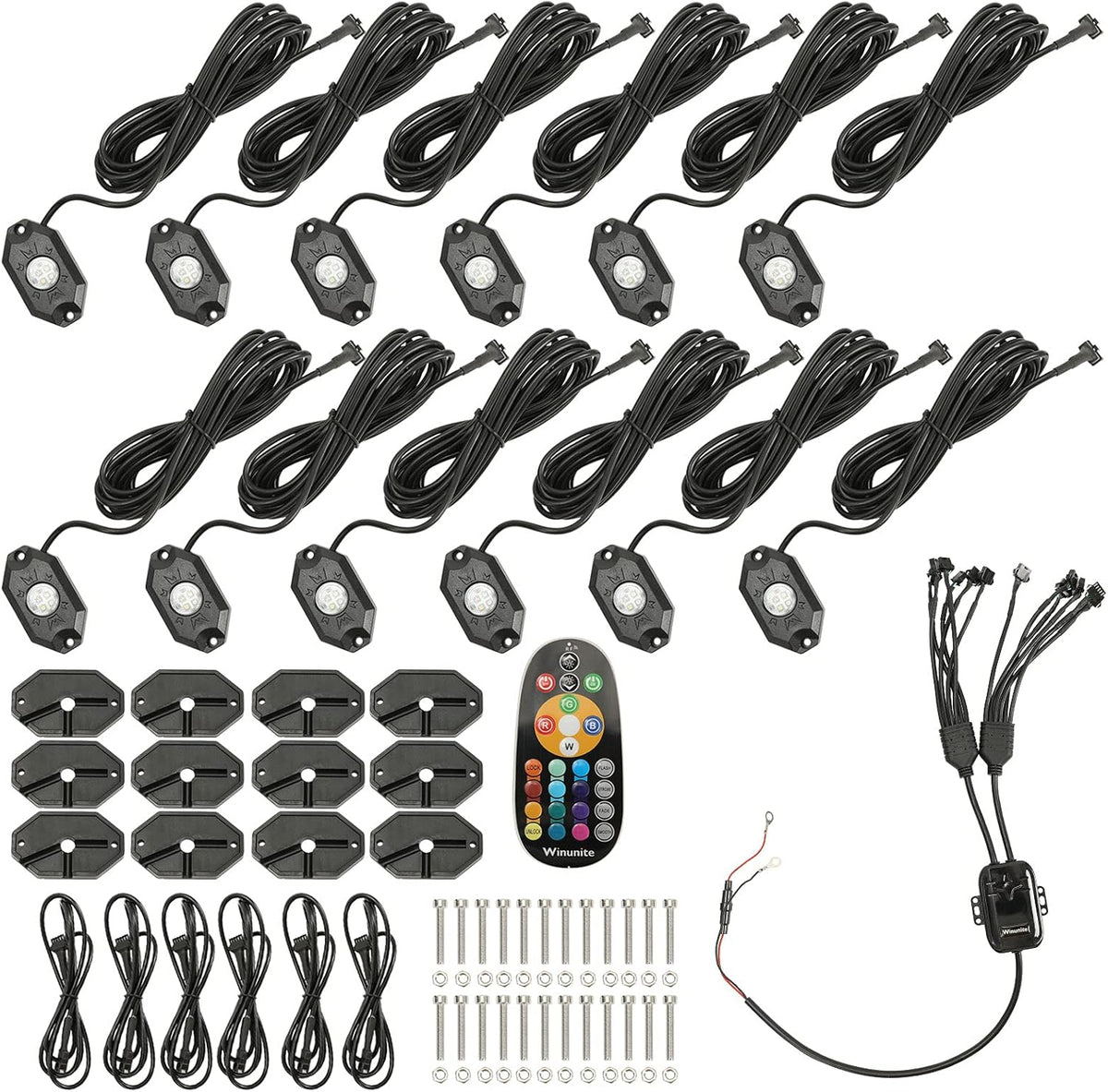 12 Pods RGBW LED Rock Lights with Remote Control Q42967