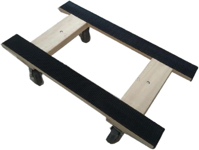Heavy Duty American Oak Furniture Dolly 4 Wheels with Full Length Rubber Tread Dual Rail 18 X 30 with 4 Inch CASTERS T1052