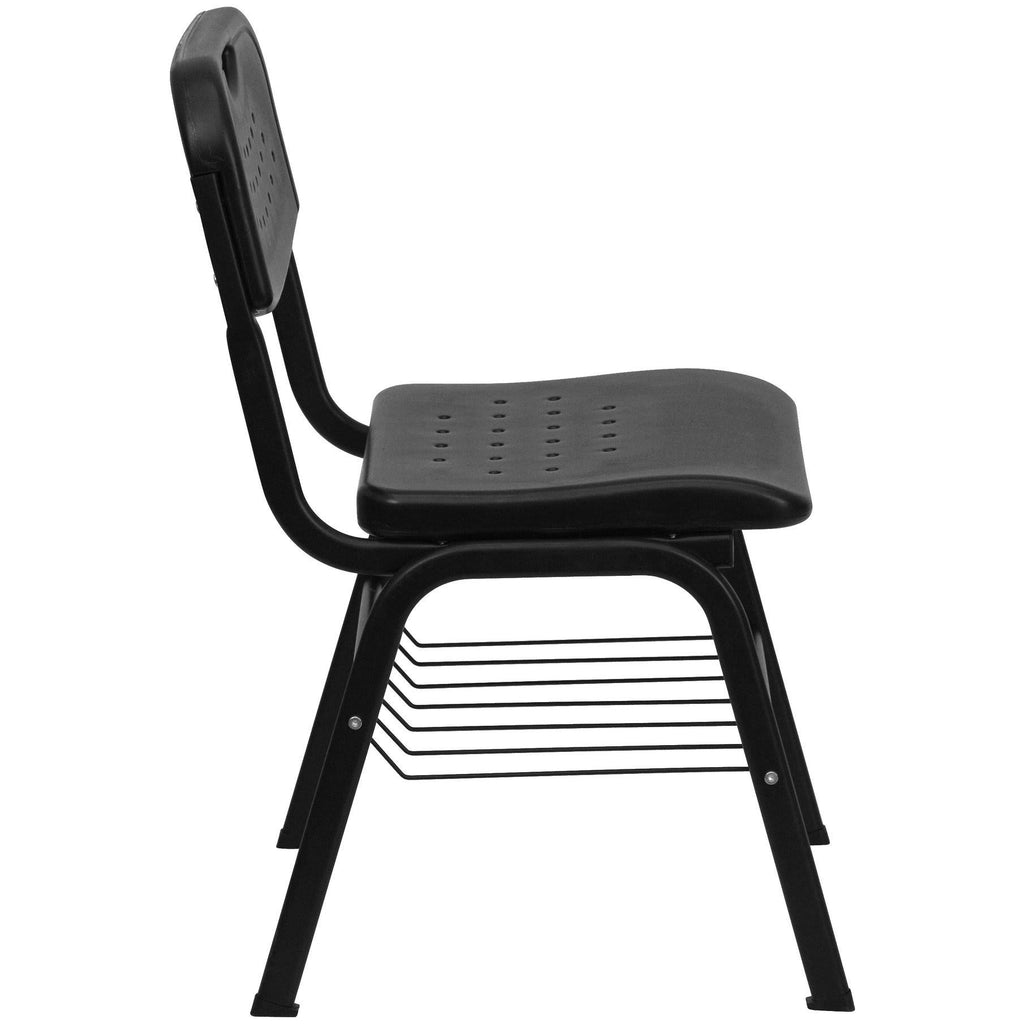 Black Frame Plastic Chair with Book Basket K32774