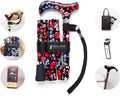Folding Adjustable Walking Cane with Cane Bag and Reflective Cane Holder I3217