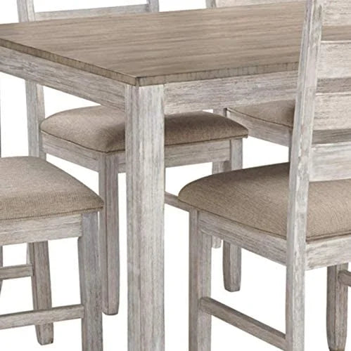 7 Piece Dining Set in White and Light Brown V57099