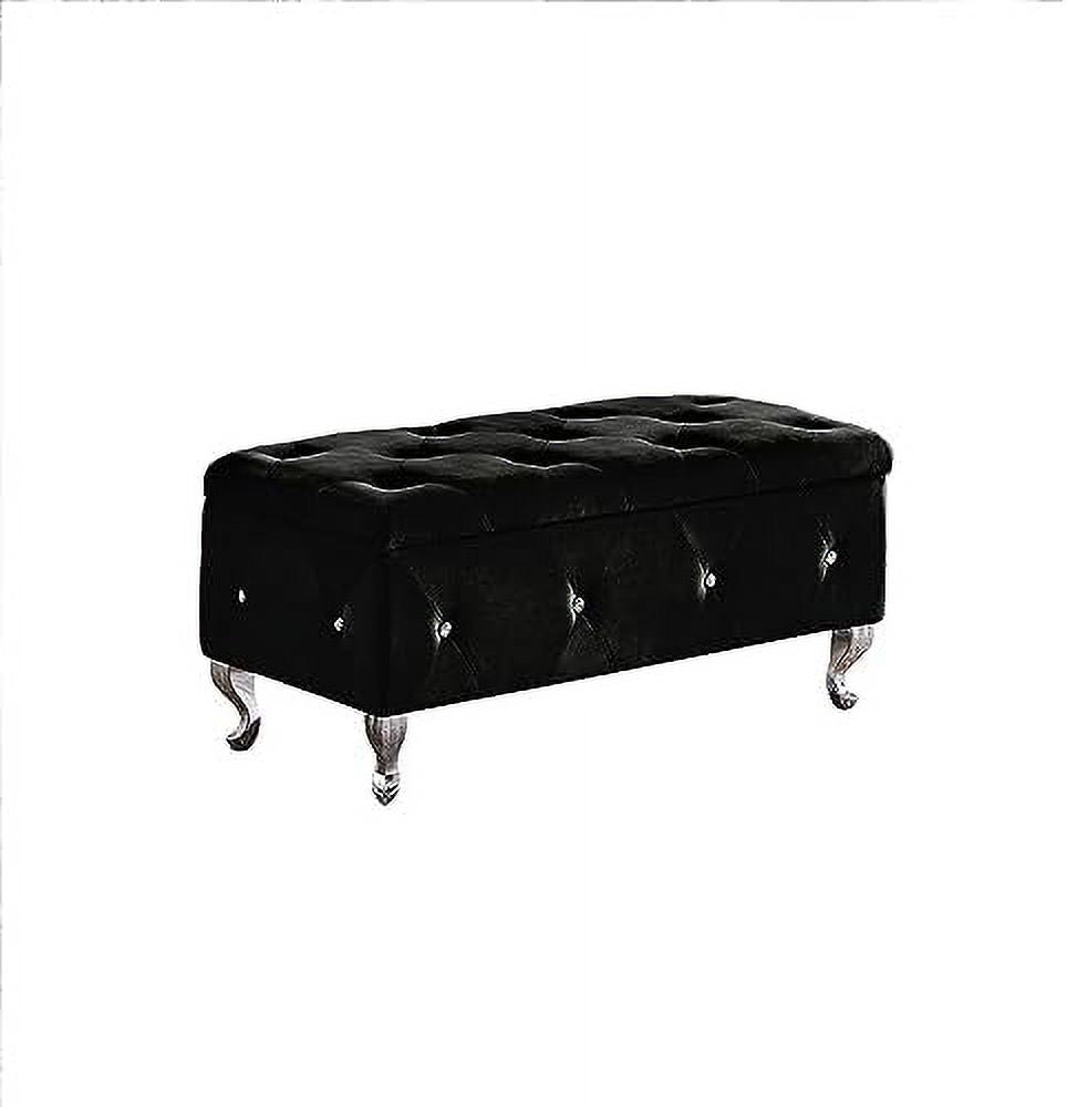 Velvet Ottoman Bench with Flip Top Storage Seat Q605718