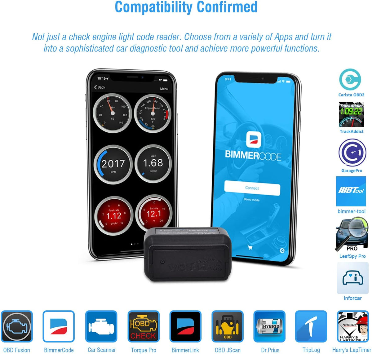 OBD II Bluetooth Scanner Code Reader Pack of 2 Q507