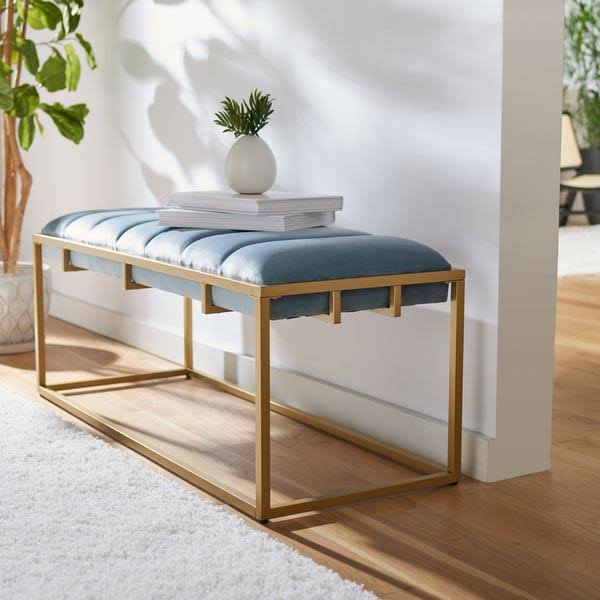 Brown Channel Tufted Bench V9455