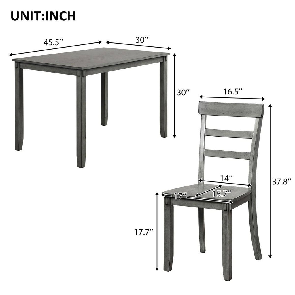 5-Piece Wood Dining Set - Grey D841