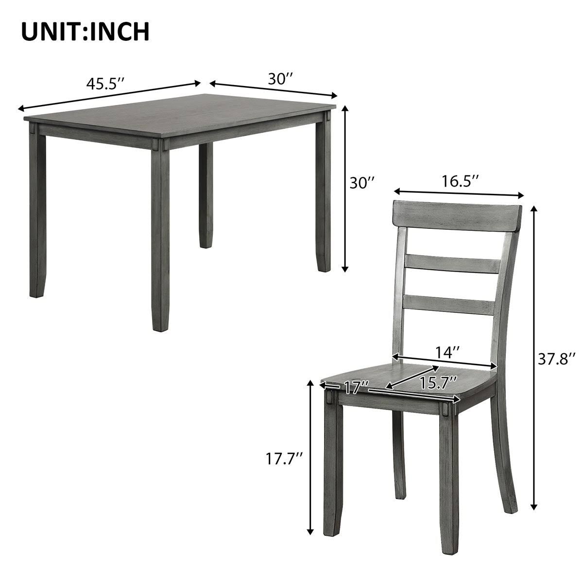 5-Piece Wood Dining Set - Grey D841