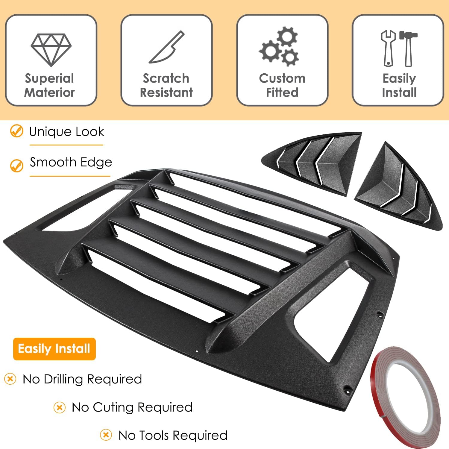Side & Rear Window Louver ABS Matte Black J5294