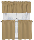 Beige 100% Cotton Kitchen Window Curtain Tiers Valance Set 3 Piece N528