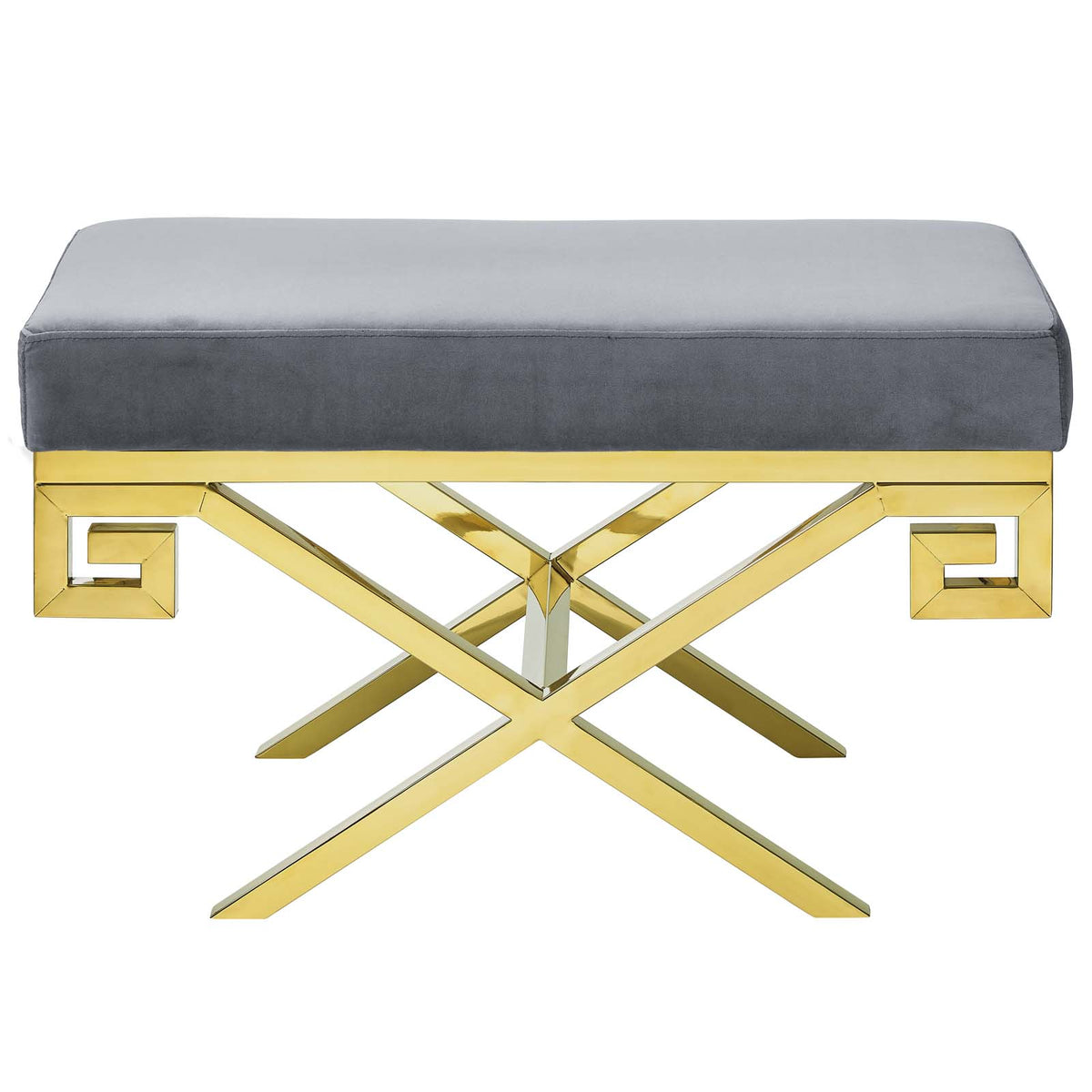 Gold Gray Velvet Accent Chair Bench L6829