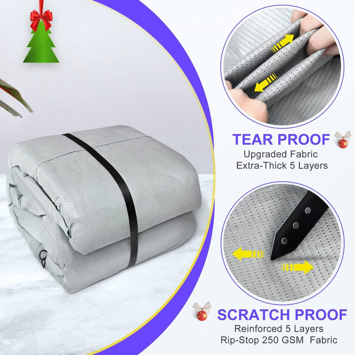 250 GSM 5 Layers Travel Trailer RV Cover for 24.1'-26' RV with 4 Tire Covers G682046