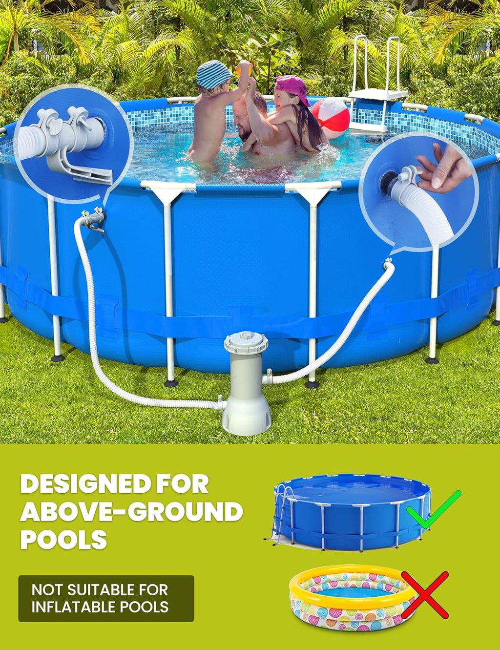 1000 GPH Above Ground Pool Pump and Filter with GFCI B34716