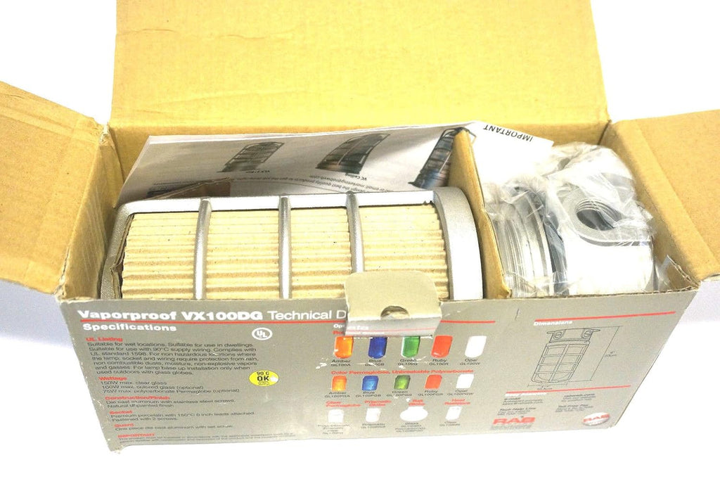 Vaporproof Ceiling Box Mount with Glass Globe and Cast Guard N996