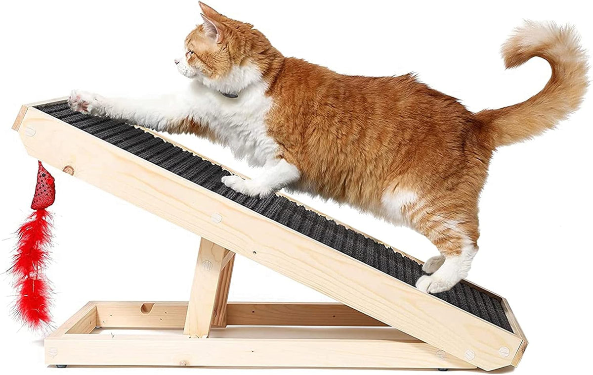2-in-1 Cat Ramp & Cat Scratcher with Replaceable Carpet & Adjustable Height W473465