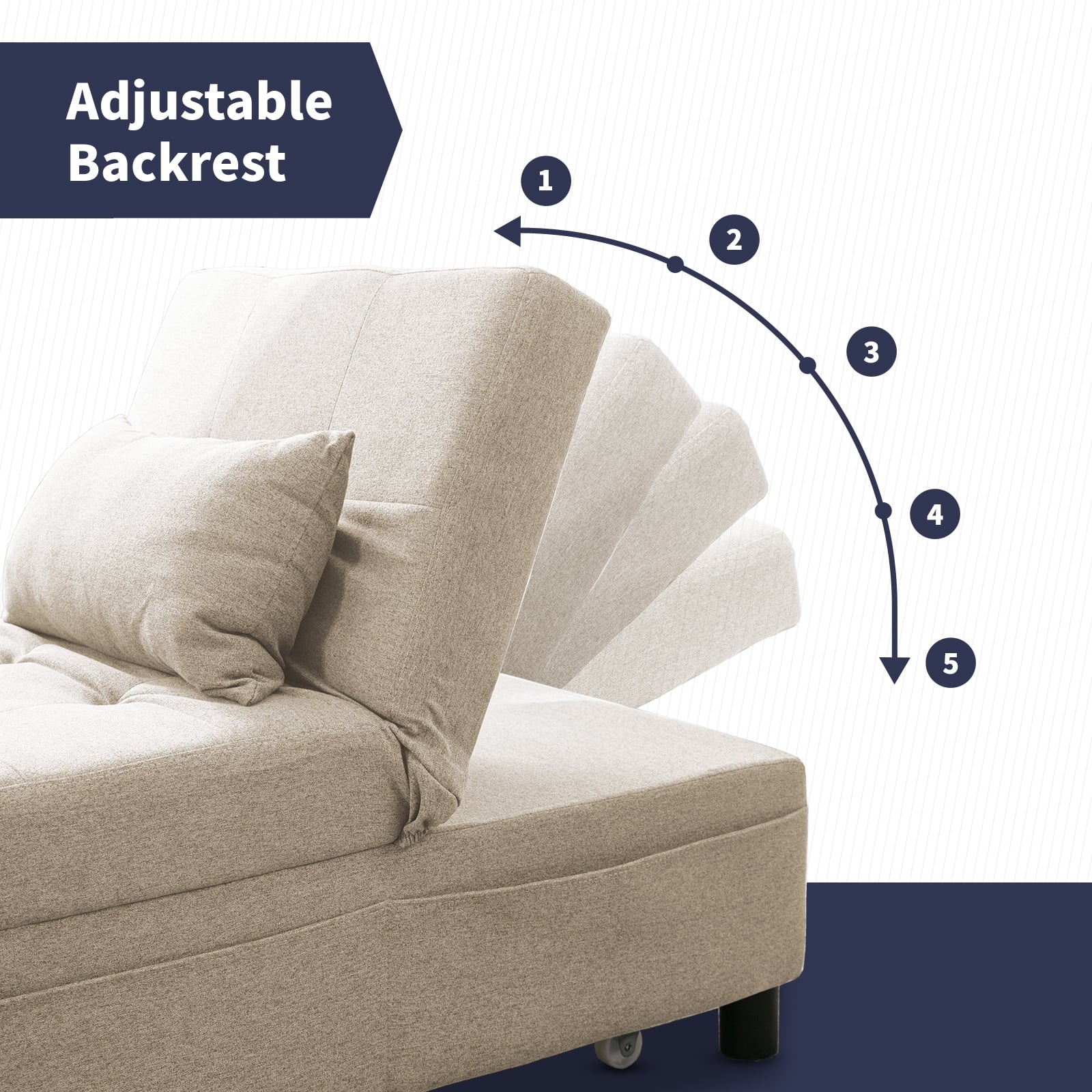 Beige Linen Pull-out Sofa Bed with Steel Frame J7750