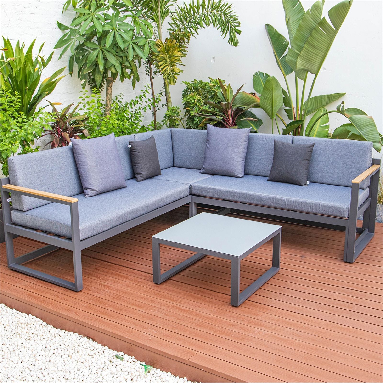 Black 3 Piece Outdoor Aluminum Sectional E392512