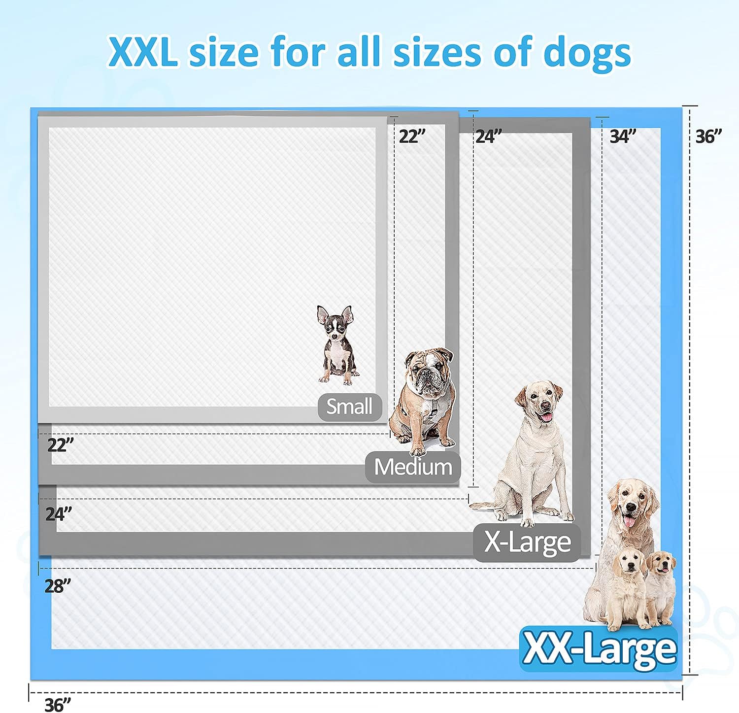 XL 28x34 Disposable Polymer Quick Dry Pet Training Pee Pads A92479