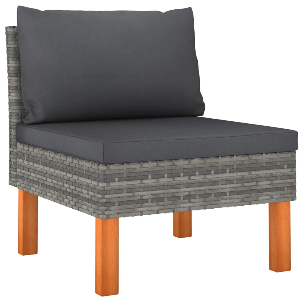 6 Piece Gray Poly Rattan Sectional Outdoor Furniture Set U124918
