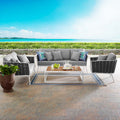 White Gray 4 Piece Outdoor Aluminum Sectional Sofa Set I90917