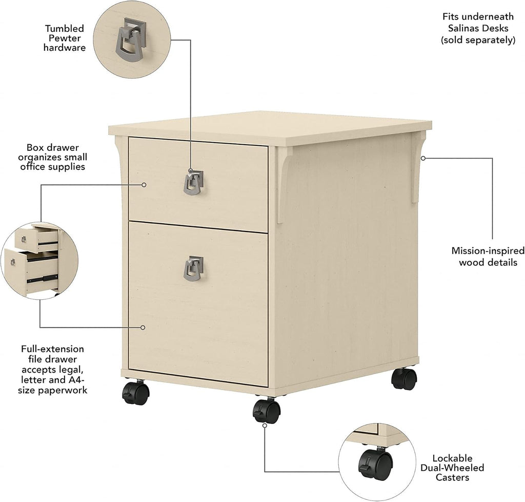 Antique White 2 Drawer Mobile File Cabinet X13447