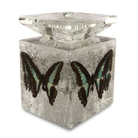 Candle Holder with 4 Blue Bottle Butterflies Q823389