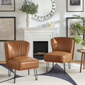 Faux Leather Accent Chairs Set Of 2 With Metal Base U136