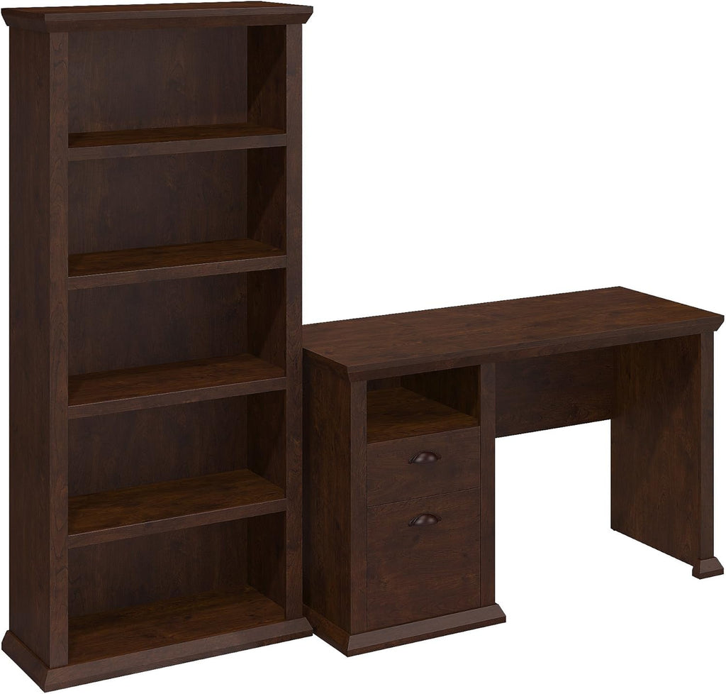 Antique Cherry Home Office Desk with Lateral File Cabinet K76437