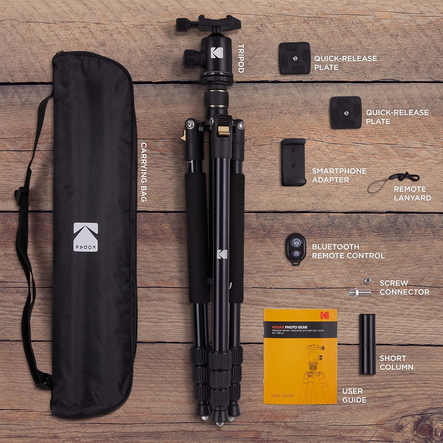 63” Tripod & Monopod with 360° Ball Head Aluminum Camera Stand A534987