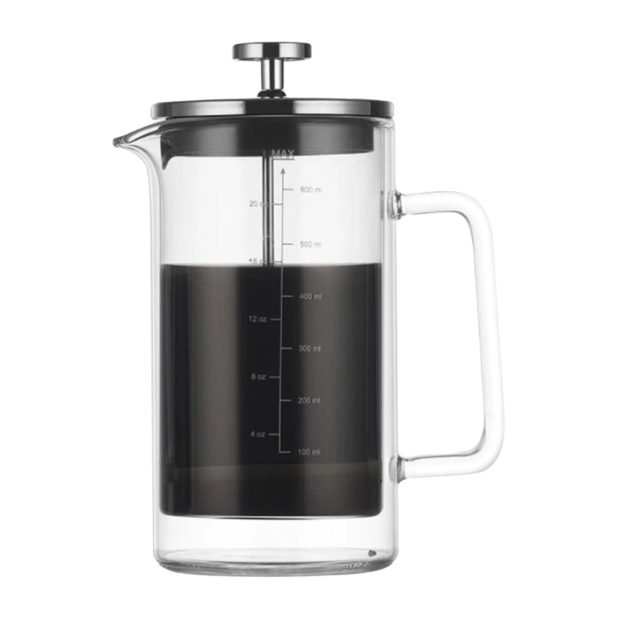 20oz Double Walled Borosilicate Glass Coffee Pot with Stainless Steel Filter N92122