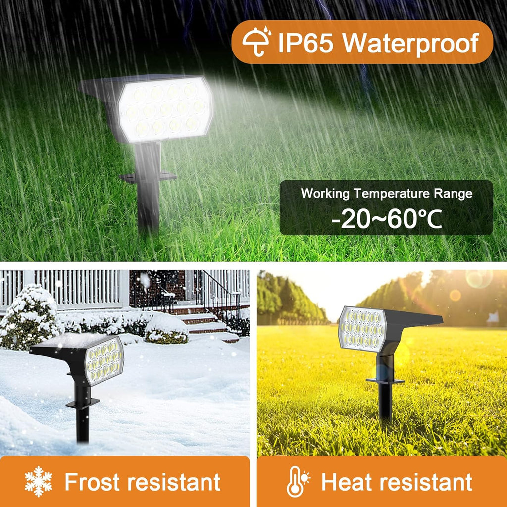 6 Pack 52 LED 3 Modes IP65 Waterproof Solar Spot Lights P578764