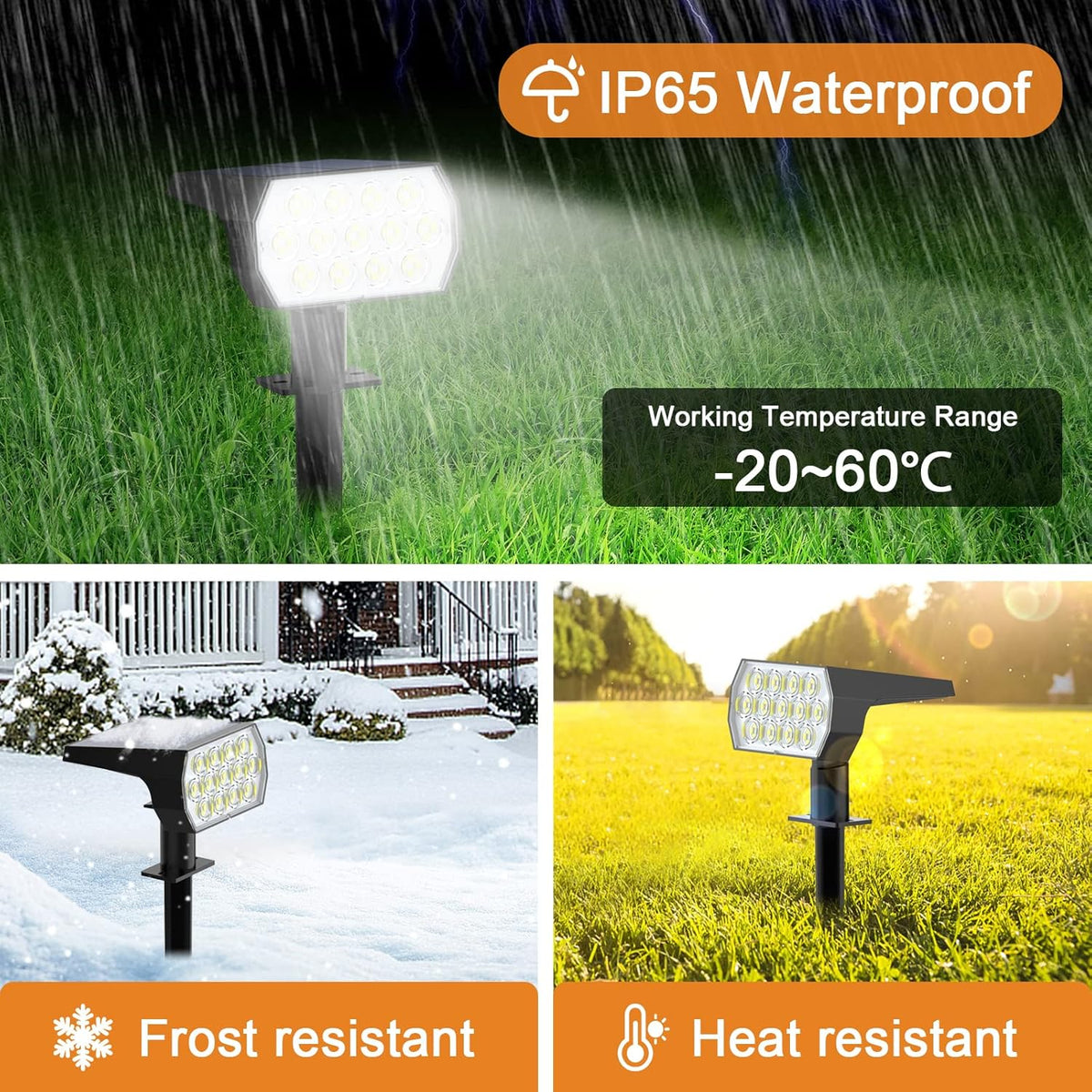 6 Pack 52 LED 3 Modes IP65 Waterproof Solar Spot Lights P578764