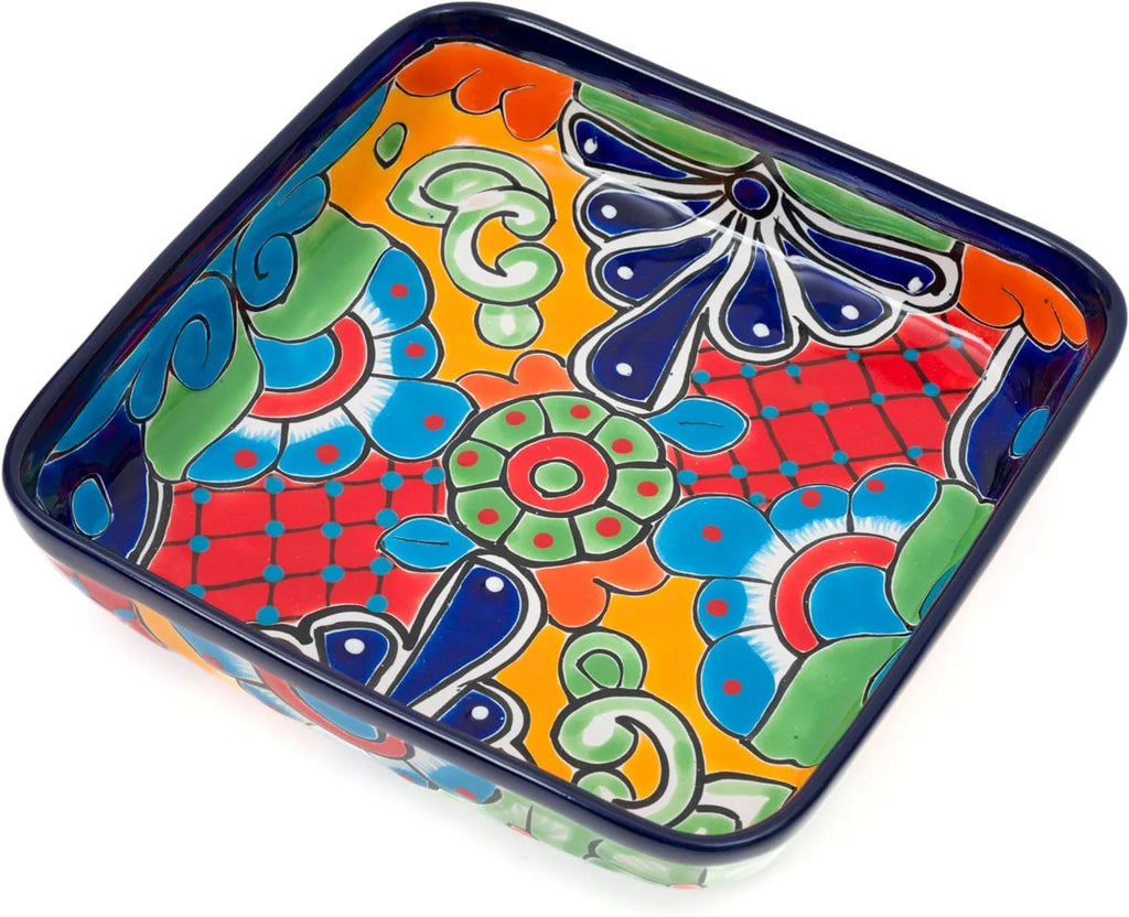Cobalt Hand Painted Ceramic Baking Dish Casserole Dish Serving Platter Tray Floral Dish Oven Safe Microwave Safe Brownie Pan E40671