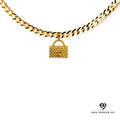 14k Bonded Gold Necklace with Designer Bag Pendant D21327