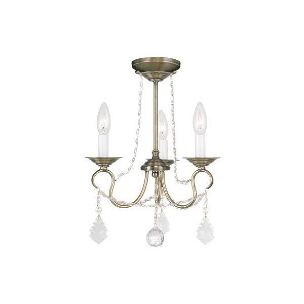 Antique Gold Leaf 3 Light Convertible Chain Hang/Ceiling Mount T826
