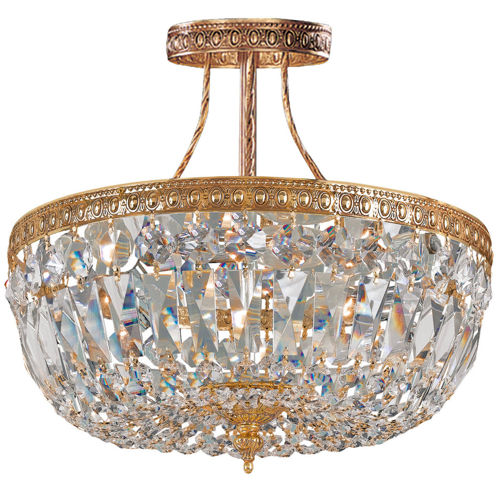 3 Light Clear Spectra Brass Ceiling Mount H211