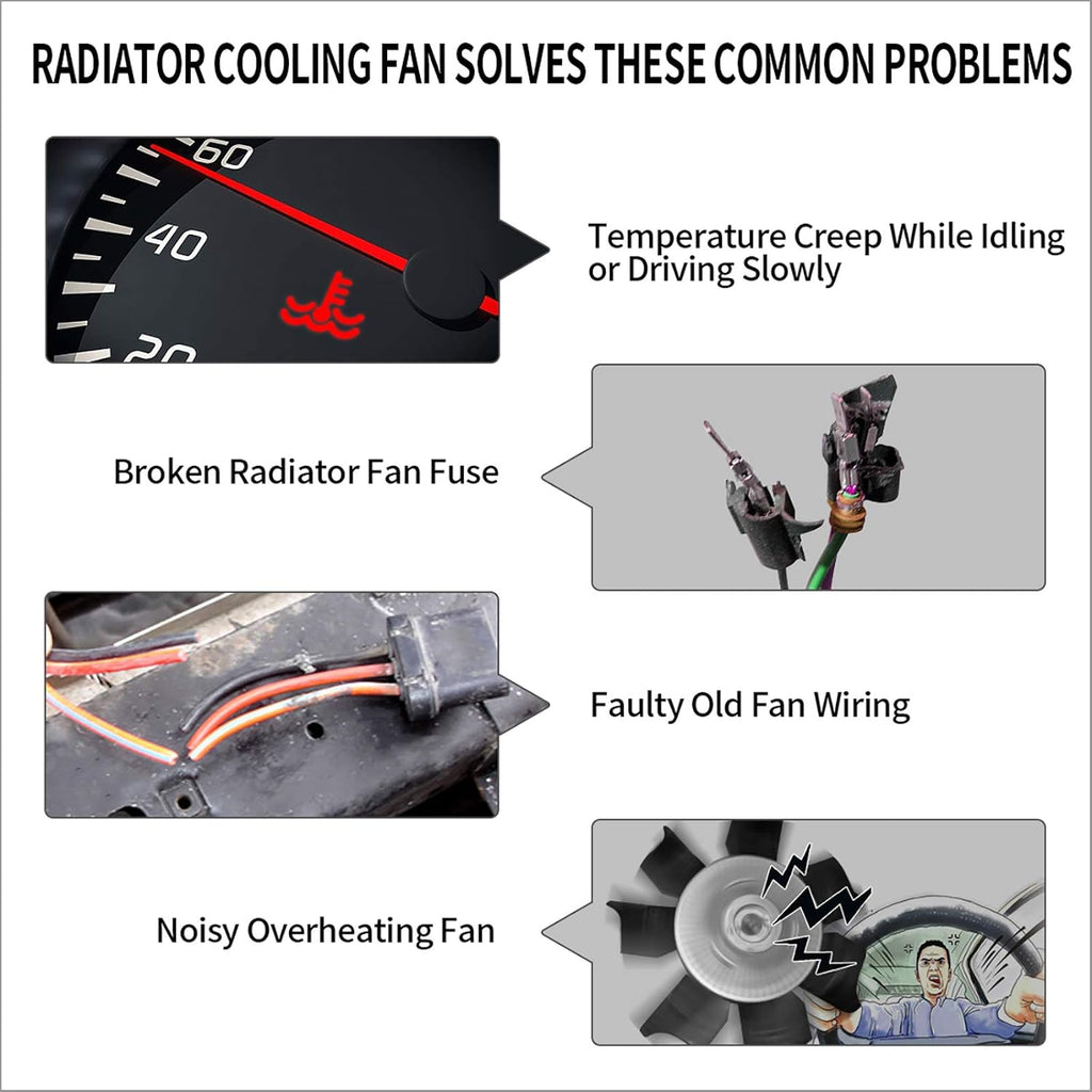 2x12 Inch Electric Radiator Cooling Fan 1750 CFM 12 Volts 80 Watts Pack of 2 B820