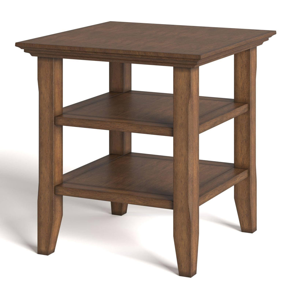Rustic Square Pine Wood End Table Y83946